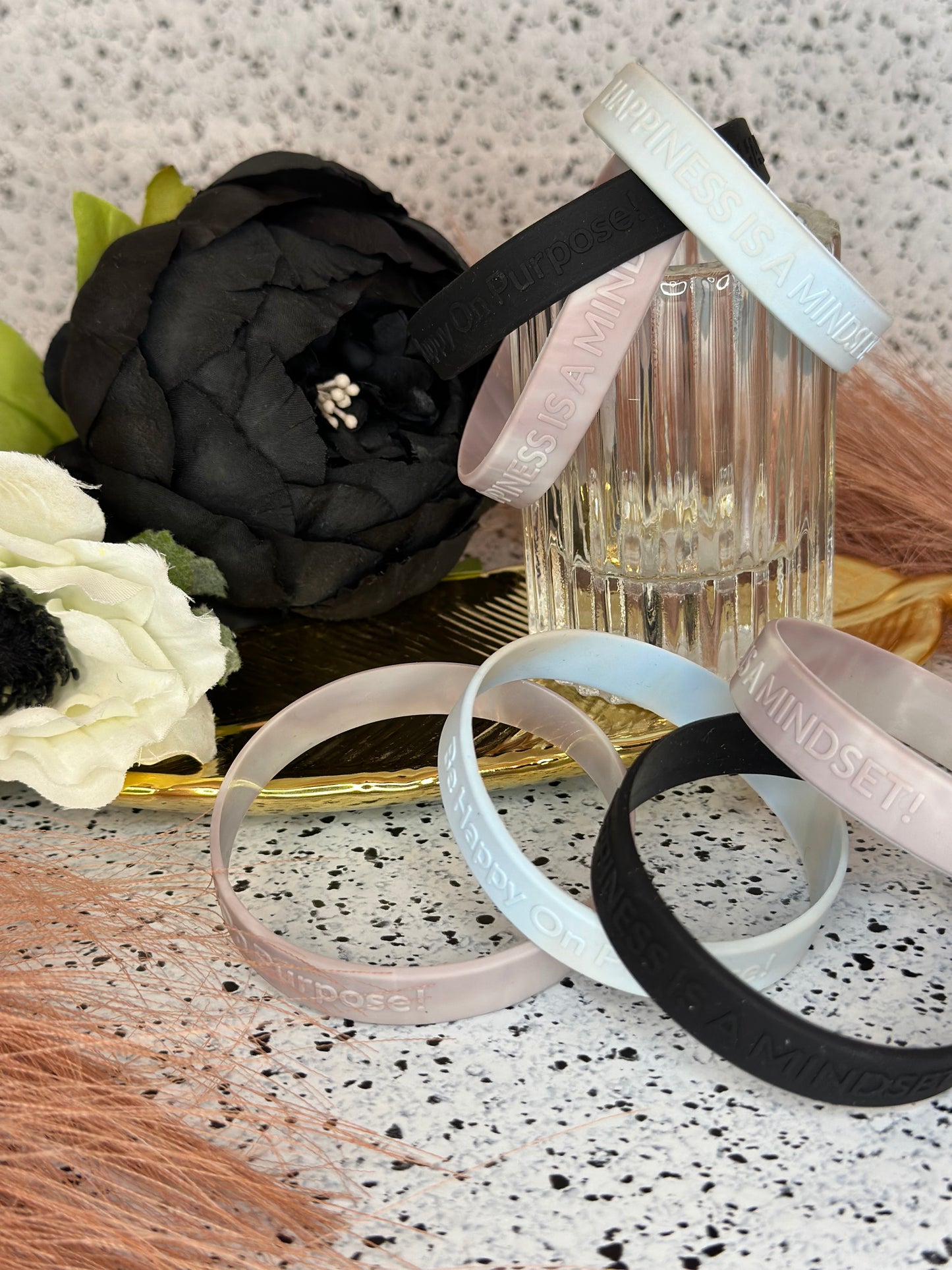 Wristband - "HAPPINESS IS A MINDSET" "Be Happy On Purpose!"